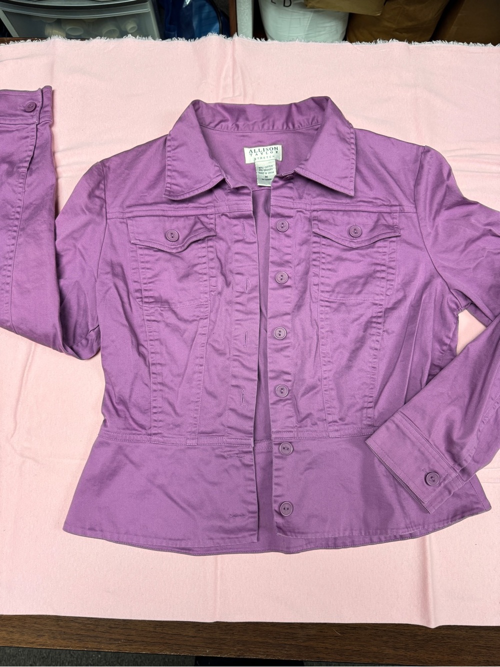 Allison Taylor Lavender-Purple Button Front Cotton Jacket